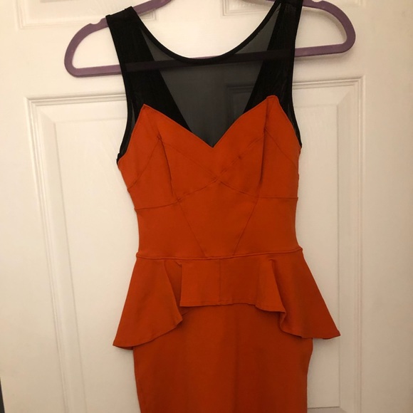 bebe Dresses & Skirts - Bebe peplum orange dress bebe Dresses & Skirts - Bebe peplum orange dress